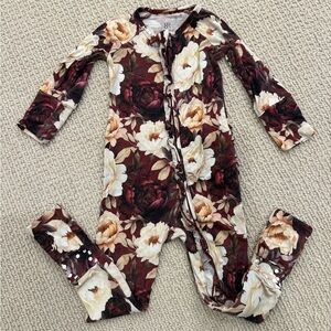 Floral Kids One Piece in Burgundy and Cream Bums & Roses